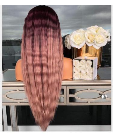 Shop BGHJUE Pink Long Roll Lace Front Wig | Brazilian Straight Human Hair - Pre-Plucked Hairline with Baby Hair - Buy Online on GoSupps.com