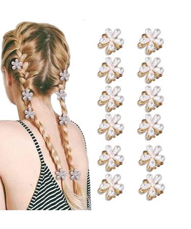 AUONY 10PCS Mini Pearl Hair Clips  Small Bangs Flower Pearl Hair Clip Mini Flower Pearl Wedding Artificial Pearl Hair Clips for Women Girls Mother's Day Gift (White)