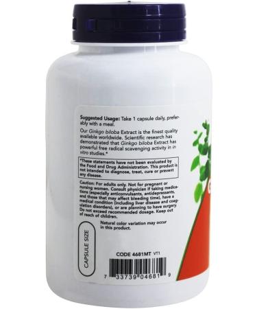 Now Foods Ginkgo Biloba Double Strength 120 mg - 200 Veg Capsules for Memory & Focus - Buy Online on GoSupps.com