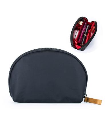Hekyip Half Moon Cosmetic Bag, Travel Makeup Pouch, Portable Waterproof Cosmetic Pouch for Girls Women, Small (INNER RED)