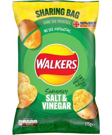 Walkers Salt & Vinegar Sharing Crisps 175g - Delicious Snack for Sharing - Buy Online on GoSupps.com