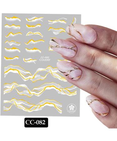 9 Sheets French Tip Marble Nail Art Stickers Decals Self-Adhesive White Gold Design Manicure Tips Nail Decoration for Women Girls - Buy Online on GoSupps.com