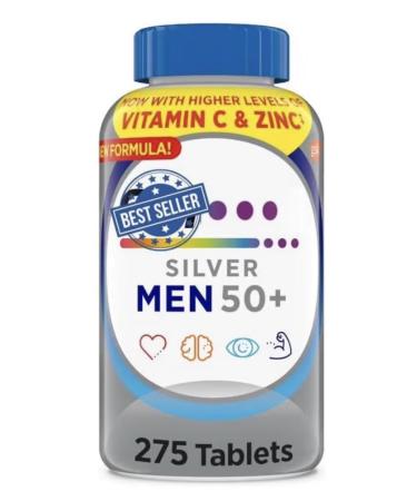 GOOFY TURTLE Silver Men 50+ Multivitamin Better Guide Vitamins Supplements 275 Count (Pack of 1 Bottle)
