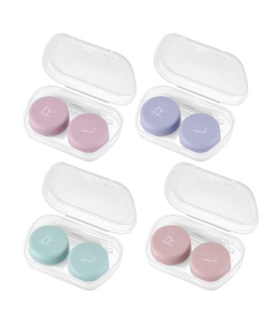 Anbeeiss 4 STK contact lens container portable contact clinic container contact lens case contact lenses storage container travel set for colored contact lenses travel work - 60x39x17mm