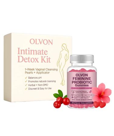Feminine Wellness Bundle Intimate Detox Kit (1-Week Herbal Cleanse) + Feminine Probiotic Gummies (50 Billion CFU with Cranberry & Enzymes) pH Support Feminine Balance & Urinary Tract Support