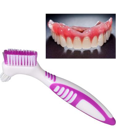 Denture Cleaning Brush - Dual Head Toothbrush for False Teeth Portable & Double Sided for Partial & Full Dentures - Buy Online on GoSupps.com