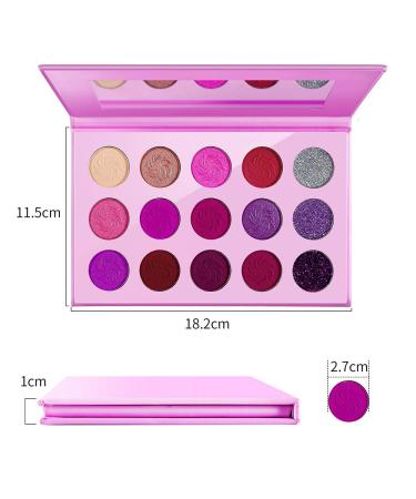 Afflano 15-Color Makeup Palette - Highly Pigmented Matte & Glitter Eyeshadows in Purple Pink and Silver | Perfect for Girls & Women - Buy Online on GoSupps.com