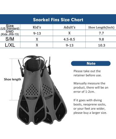 Happyouth Swim Fins - Snorkel Fins for Swimming and Diving - Adjustable Black L/XL (Adult US Size 9-13) - Buy Online on GoSupps.com