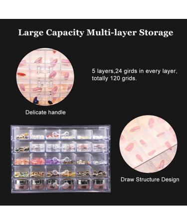 Fake Nail Storage Box 120 Grid DIY Nail Art Decoration Display Storage Box Multi-Layer Transparent Sorting Storage Box for False Nails Earrings Rings Necklaces - Buy Online on GoSupps.com