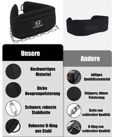 Tigera Fitness Dip Belt with Chain for Men & Women - Ultimate CrossFit Weightlifting Training Gear for Dipping & Pull Ups - Ideal for Bodybuilding & Gym Workouts - Buy Online on GoSupps.com