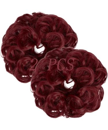 Messy Bun Hair Piece for Women Thick Updo Scrunchies Hair Extension Ponytail Hair Accessories Dark Red 2 PCS 21# Dark Red