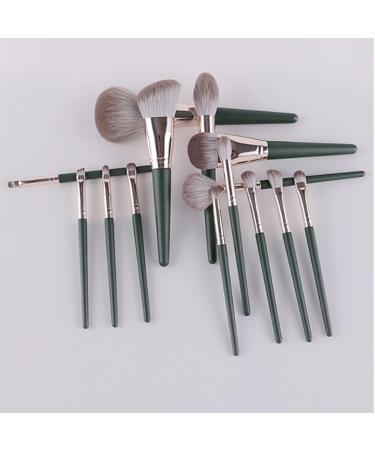 14-Piece Professional Makeup Brush Set - Complete Cosmetics Kit with Wooden Handles | Eyeshadow Blush & More - Easy to Wear & Store (Green) - Buy Online on GoSupps.com