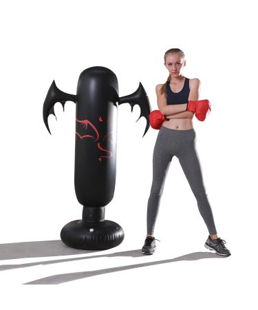 Inflatable Punching Bag for Kids for Child.Bat Devil Bounce-Back Bop Bag with Wings,Boxing Bag for Anger Management,Karate ,Taekwondo and Fitness(63 Inch)