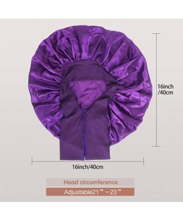 Arqumi Silk Bonnet 2PCS Large Adjustable Satin Hair Wrap for Sleeping | Elastic Stay On Cap for Long Curly Hair | Women's Hair Care - Purple & Wine Red - Buy Online on GoSupps.com