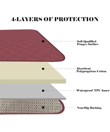 Ruiqas Waterproof Reusable Seat Cushion - Absorbent Incontinence Stool Cushions (2 Pack) - Washable 22x21 for Seniors - Beige & Red - Premium Sub-Pad Protection - Buy Online on GoSupps.com