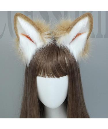 amangul Cute Wolf for Dog Ears Hair Hoop Women Headband Makeup for Head Band for Photoshoot Christmas Hair Acces(Camel White) - Buy Online on GoSupps.com