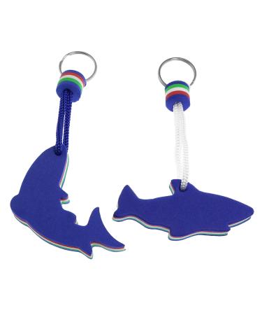 ZRM&E 2pcs Blue Floating Keyring Buoyant Keychain for Marine Boat Sailing Kayak Surfing Water Sports Gift (1 x Dolphin Shape, 1 x Shark Shape)