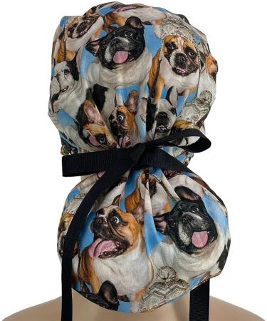 French Bulldog Print Scrub Hat | Unisex Surgical Cap for Nurses & Doctors | Tie Back Working Cap - Buy Online on GoSupps.com