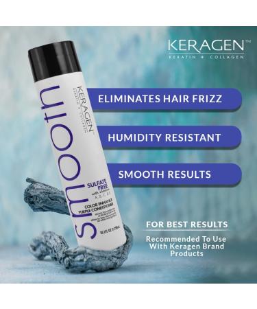 KERAGEN Purple Conditioner - Sulfate-Free Color Enhance for Blonde & Silver Hair | Neutralizes Yellow Tones with Keratin Vitamins & Jojoba Oil - 10oz - Buy Online on GoSupps.com