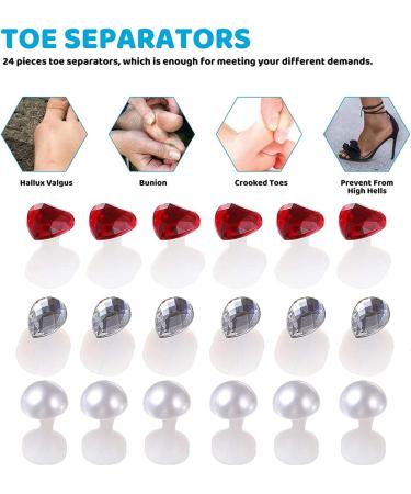 LIXBD Silicone Toe Separator - 24 Reusable Daisy Nail Art & Pedicure Tools with Rhinestones for Perfect Manicure DIY - Buy Online on GoSupps.com