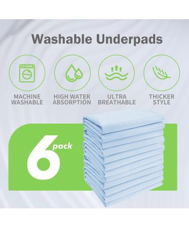 6 Pack Waterproof Washable Bed Pads - 30x34 Inches | Reusable Underpads for Incontinence, Pet Training, Adults & Seniors - Buy Online on GoSupps.com
