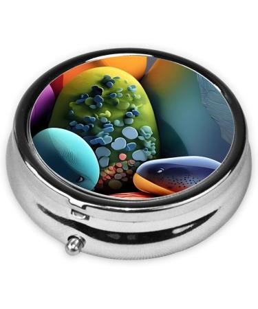 Coloured Stones Round Pill Box | 3-Compartment Portable Organizer for Purse & Pocket | Travel-friendly Pill Storage - Buy Online on GoSupps.com