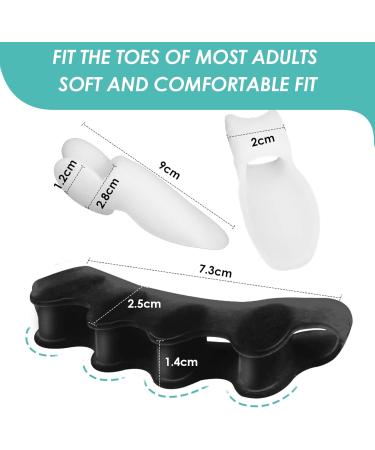 Toe Spreader Silicone (2 Pairs) & Hallux Valgus Relief | Overlapping Toes Pain Alleviation - Black & White - Buy Online on GoSupps.com