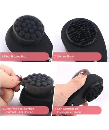 2 in 1 Bamboo Charcoal Facial Cleansing Brush Set for Exfoliation and Acne Skincare - Buy Online on GoSupps.com