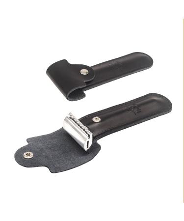 RIVERLAKE Genuine Leather Protective Travel Case for Safety Razor - Double Edge Safety Cover/Shaving Holder Pouch (Black) - Buy Online on GoSupps.com