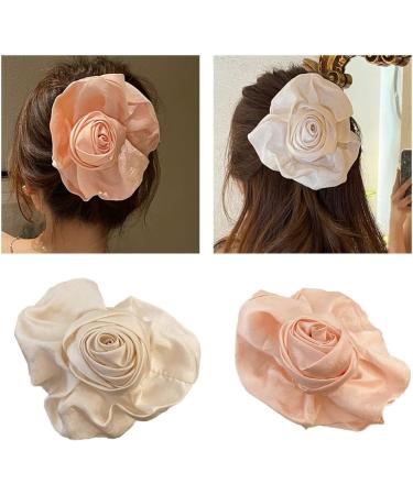 hgnxa Fabric Rose Flower Hair Claw Clip for Wedding Vintage Banana Barrettes n-Slip Jaw Clip Bride Hair Claw Ponytail Holder Pink - Buy Online on GoSupps.com