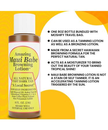 Maui Babe Browning Lotion 8fl oz with Travel Pouch - Tanning Accelerator from Hawaii - Buy Online on GoSupps.com