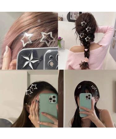 Silver Star Hair Clips for Girls - Set of 10 Kawaii Snap Hair Clips with Hollow Out Stars - Cute Hair Accessories for Kids and Women - Buy Online on GoSupps.com