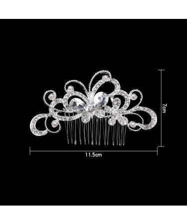 Jagowa Rhinestone Flower Bridal Side Hair Comb Clip - Wedding Prom Party Headpiece - Buy Online on GoSupps.com
