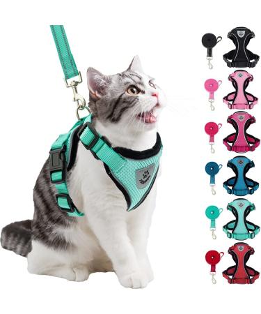 PUPTECK Cat Harness and Leash Set - Adjustable Escape Proof Vest for Small Medium Cats - Retractable Breathable Mesh with Reflective Strips - Green - Buy Online on GoSupps.com