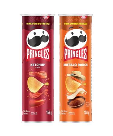 Snack Pack Bundle With Pringles Ketchup 156g and Buffalo Ranch 156g (2 Pack)