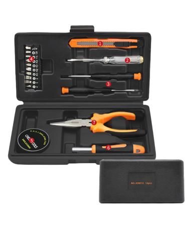FACYNDE Tool sets for men - portable hand repair tool set |Housekeeping set portable hand repair tool set small tool set portable for home improvement repairs for men black orange 208018 18 small toolbox-S