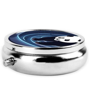 Panda Printed Mini Round Pill Box | 3 Compartment Portable Pill Organizer for Travel & Home Use - Buy Online on GoSupps.com