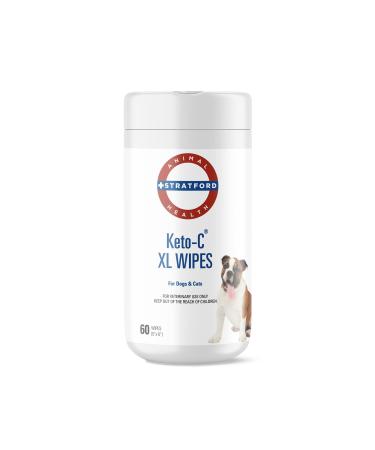 Stratford Pharmaceuticals Keto-C Pet Wipes for Dogs, Cats (Size XL) with Chlorhexidine and Ketoconazole for Itch Relief, Hot Spots and Ringworm, Cucumber Melon Scent, 60 ct