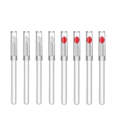 Silicone Lip Brushes 8 Pcs Eyeshadow and Lip Gloss Makeup Brushes Reusable Lip Gloss Applicators Lip Mask Beauty Tool White and Red