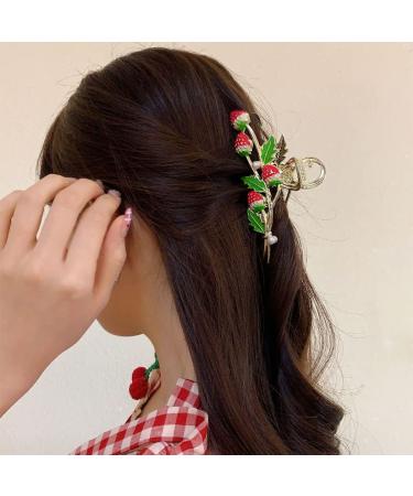 Large Red Strawberry Hair Claw Clips - Metal Hair Jaw Barrette for Thick Hair - Nonslip Hair Accessories for Women and Girls - Buy Online on GoSupps.com