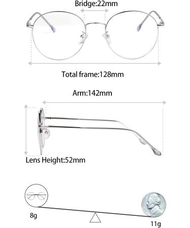 ROSA&ROSE Blue Light Filter Glasses - Anti Fatigue Reading & Gaming Glasses for Men & Women - UV Protection (Silver) - Buy Online on GoSupps.com