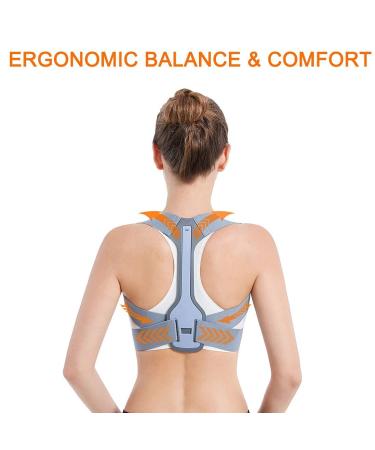 Posture Corrector for Women and Men - Upper Back Brace Straightener and Clavicle Chest Support - Grey, Medium - Buy Online on GoSupps.com