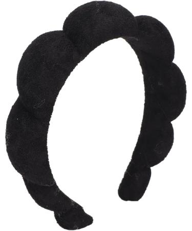 Verdant Touch Puffy Spa Headband Terry Cloth Padded Face Wash Makeup Remover for Skin Care Face Washing Black - Buy Online on GoSupps.com