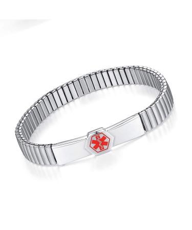 mnmoom Medical Alert ID Bracelets Stainless Steel Stretch Lymphedema Alert Bracelet-NO BP/IV/Needles This ARM-75