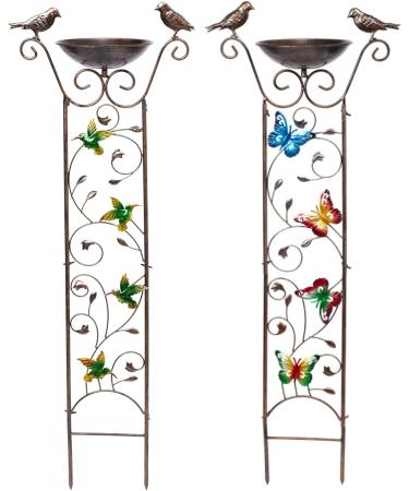 2-in-1 Metal Bird Water & Feed Station with Decorative Butterfly - Wet Mosy Bird Potions & Garden Tin Grilles - Retro Removable Bird Water Dispenser - Buy Online on GoSupps.com