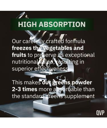 QVP Greens Superfood Powder from Organic Ingredients 20+ superfoods All Natural Ingredients 28 Servings The Ultimate Greens Blend for Optimal Health High Potency. - Buy Online on GoSupps.com