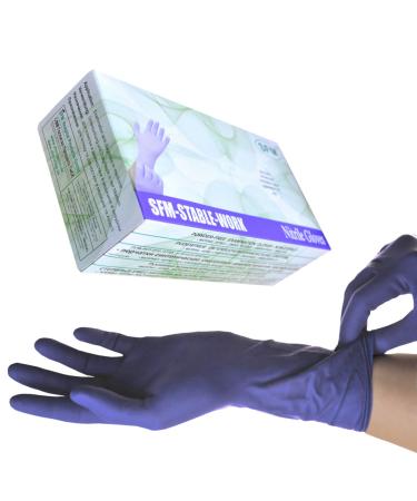 SFM Stable Work Nitril: XS S M L XL Lang & SuperSoft Purpur Blue Powder-free F-TEX ACC-Free disposable Homes Homes Investigation gloves Nitrile gloves L (100) L (100 pack) Purple blue 1 donor