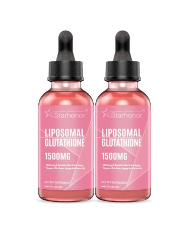 Liposomal Glutathione Liquid 1500 mg, Reduced Glutathione Supplement, Non-GMO Antioxidant Supplement for Detoxification, Healthy Aging, Brain, Cardiovascular, Immune Health, Skin Healthy, 4.05 oz 4.05 Ounce (Pack of 2)