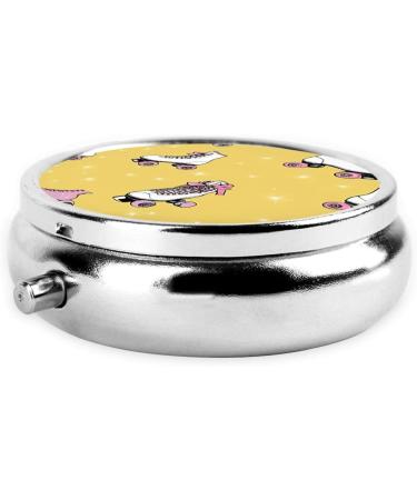 Colorful Roller Skates Mini Round Pill Box | 3 Compartment Travel Medicine Organizer | Portable Pill Case for Home & Office - Buy Online on GoSupps.com
