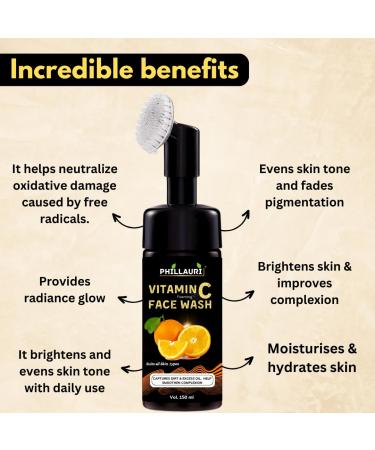 Brightening Vitamin C Foaming Face Wash with Brush | Deep Cleansing for All Skin Types | Unisex Face Wash for Radiant Skin - Buy Online on GoSupps.com